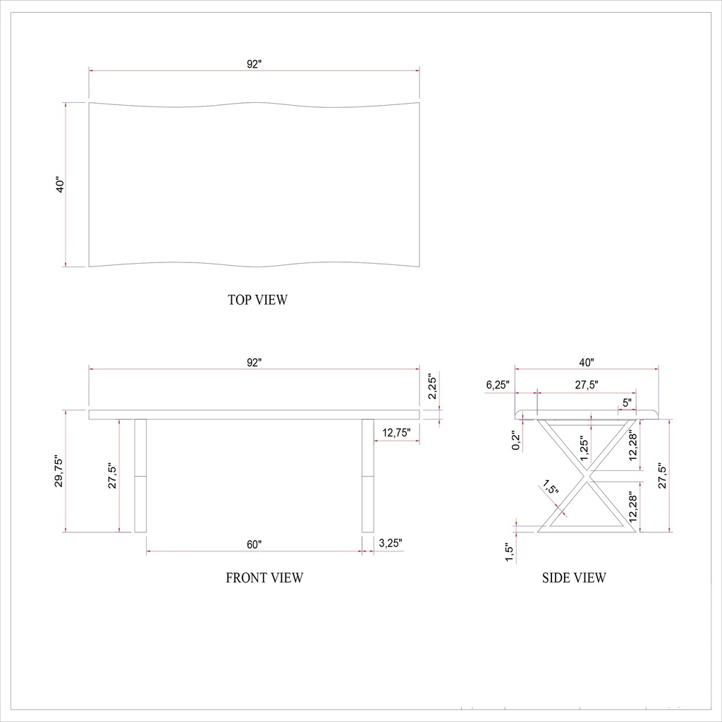 Brooks Dining Table - X Base | Urbia Imports